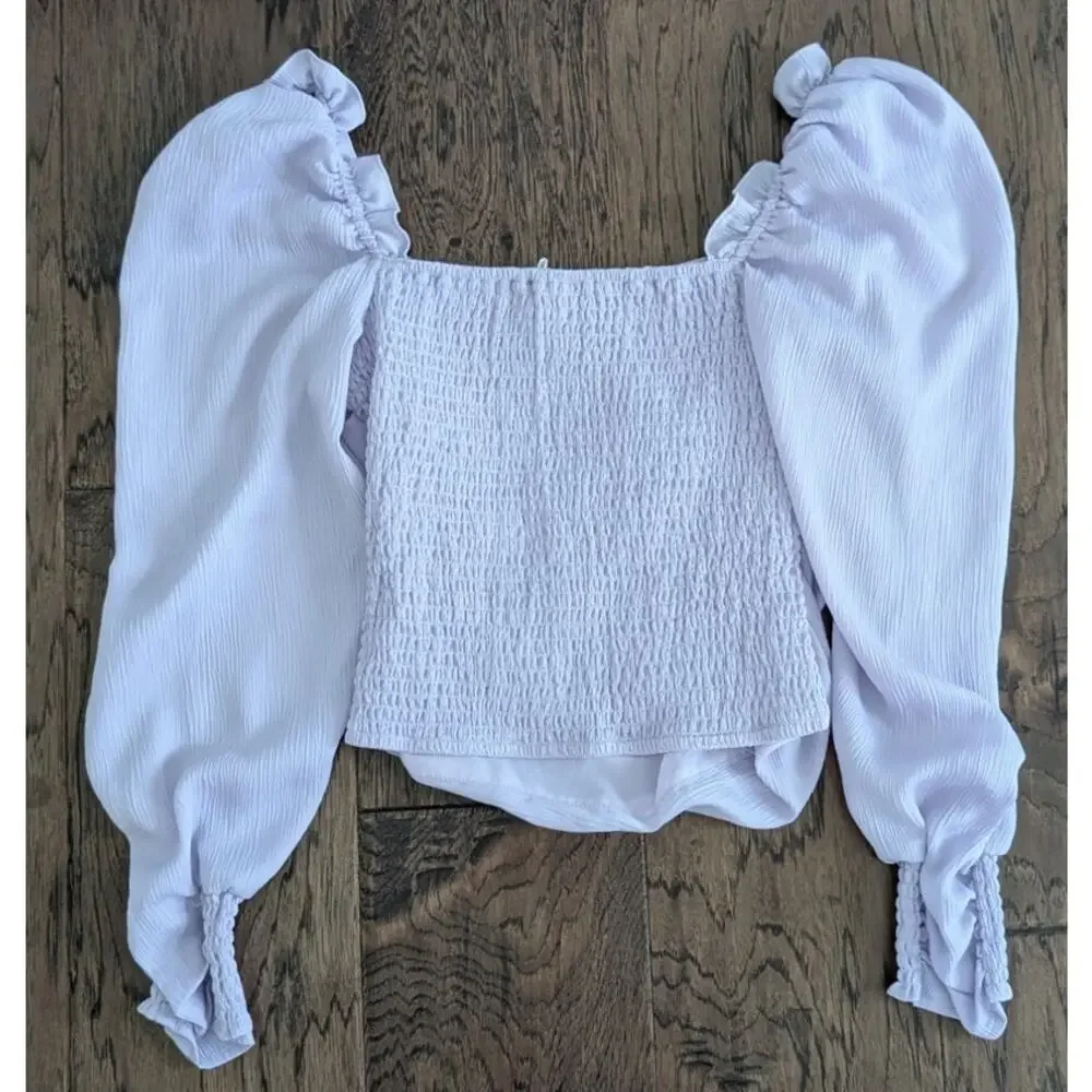 ASTR The Label Lilac Puff Sleeve Square Neck Top